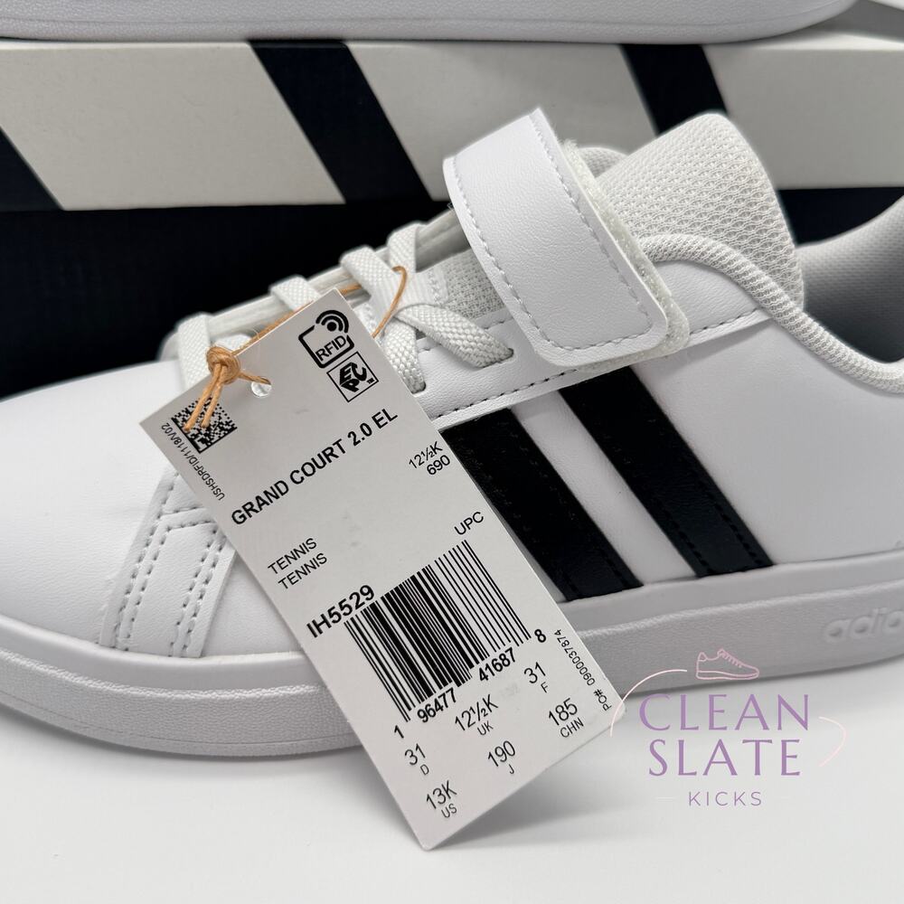 Adidas Grand Court 2.0 EL White/Black Kids 13K NIB/NWT - Picture 4 of 6